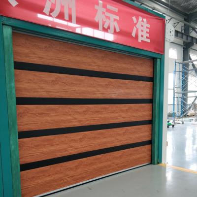 China Waterproof Wood Looking Automatic Control Overhead Stacking Garage Door With Sealing Strip for sale