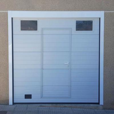 China Modern Automatic Overhead Lift PU Aluminum Panel Garage Doors With Pedestrian Door for sale