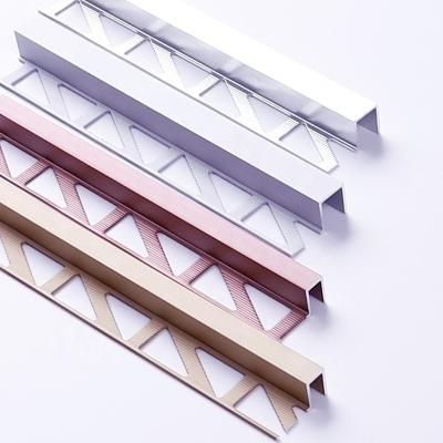 China Modern Foshan FSF 6063 Aluminum Extrusion Square Shape Chrome Aluminum Extrusion Profile Just Tile Trim Edging For Wall Corners for sale