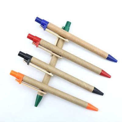 China Promotional Pen Custom Logo Recycled Paper Rolling Eco - Friendly Pen With Wood Clip for sale