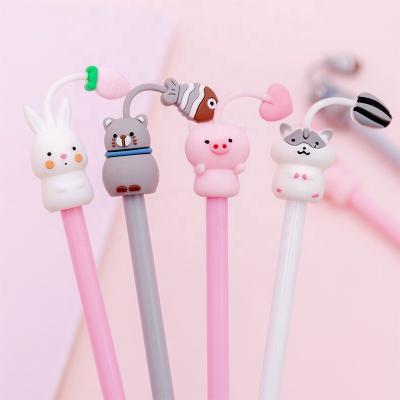 China Normal Korean creative cartoon cute pet cat, pig, rabbit, hamster kawaii gel pen for Christmas 2020 gift for sale