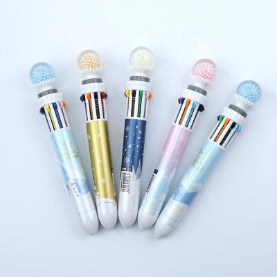 China Promotional Pen Multicolor fancy 10 colors cartoon crystal ball kawaii ballpoint pen for sale