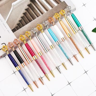 China Office & School Pen New Design Laser Custom Logo Crown Diamond Crystal Ball Pen For Women for sale