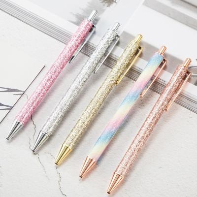 China Promotional Logo Pen Glitter Ballpoint Pens Gift Pen Metal Ball Promotion New Design Rose Gold for sale