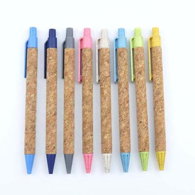 China Eco Friendly Promotional Pen Protection Wheat Straw Cork Ballpoint Pen With Company Logo for sale