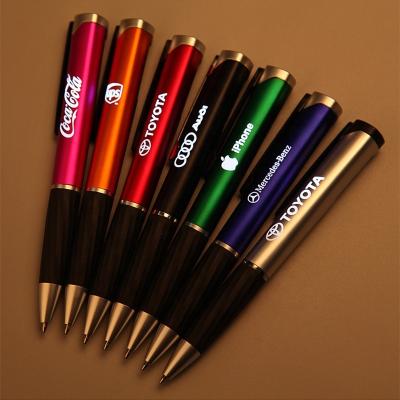 China Promotional Pen Customized Laser Light Led Up Ballpoint Pen With Custom Light Logo Engraved for sale