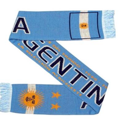 China Hot Sales Soccer Fan Pattern Argentina Acrylic Knitted Scarf for sale