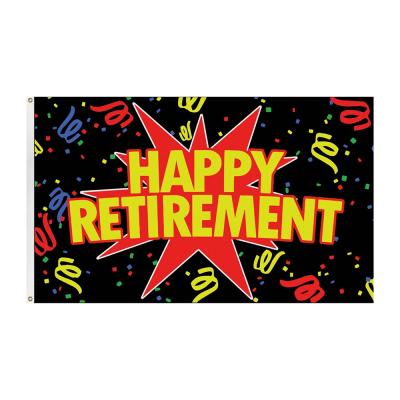 China Barber Shop 2021 New Design Custom Printing Outdoor Use Happy Retirement Flag Banners for sale