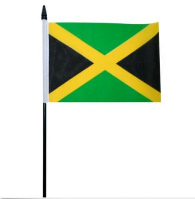 China Barber Shop Hot Sales 12x18 Inch Jamaica Mini Small Hand Flag With 60cm Solid Pole for sale