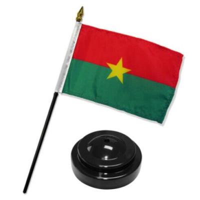 China Custom Good Prices Printing 14*21cm Burkina Faso Flying Table Flag With 30cm Pole for sale