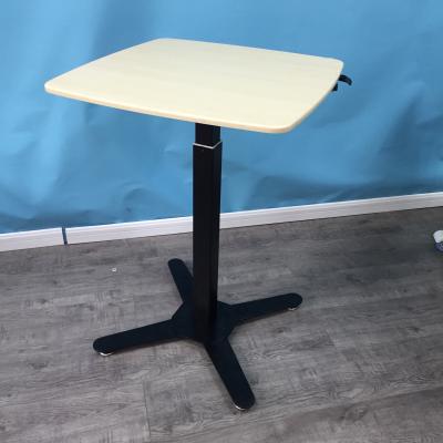 China 2019 Commercial Office Furniture Single Leg Cafe Desk Office Home Use Small Gas Spring Controlled Desk Sit Stand Desk for sale