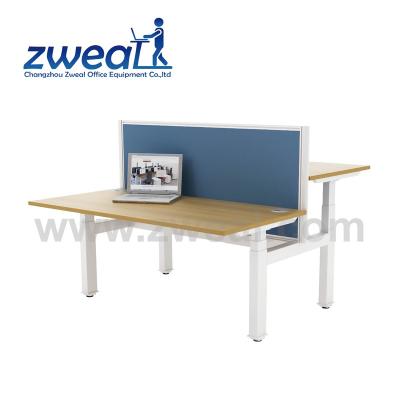 China Commercial furniture back to back metal frame single height adjustable tables electric smart commercial desks for sale