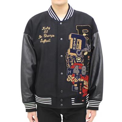 China Waterproof Custom Chenille Embroidery Patchwork Long Sleeve High Street Varsity Jacket Loose Baseball Jacket for sale