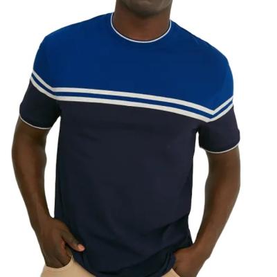 China Anti-wrinkle OEM cotton blue spring temperament casual men's custom breathable t-shirt and black for sale