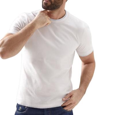 China Anti-wrinkle OEM version custom wholesale high quality thin cotton collar simple knitted t-shirt for men for sale