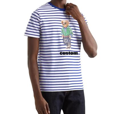 China Wholesale Custom Anti-wrinkle OEM Summer Custom Focus Sketch Stripe Cotton Plain Knit T Shirt For Men for sale