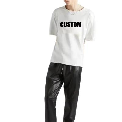 China Anti-Wrinkle OEM Custom White Custom Summer Wholesale Logo Printed Cotton Plain Knit T-shirt Pure White For Men for sale