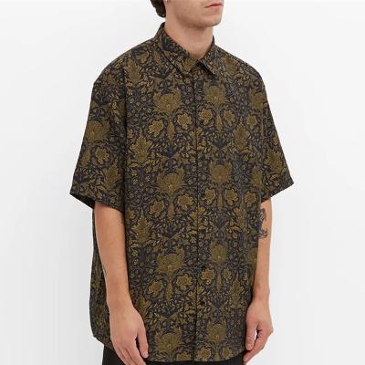 China Anti-wrinkle oem summer short sleeves custom beach wear loose floral print hawaiian shirt for men for sale