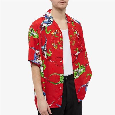 China Anti-wrinkle OEM custom summer high quality short sleeves beach wear loose floral print shirt for men for sale