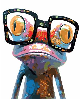 China New Classic/Postmodern Geek Frog DIY Painting By Wall Art Pictures By Number Cardboard By Numbers Kit For Adults Canvas Animal Painting Home Decoration for sale