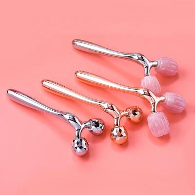 China Private label face small mini pink jade massage roller stone iced 3d skin care roller for sale