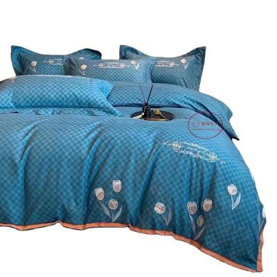 China Embroidery Disposable Bedding Set 100% Cotton Sheets And Comforter Cover Set for sale