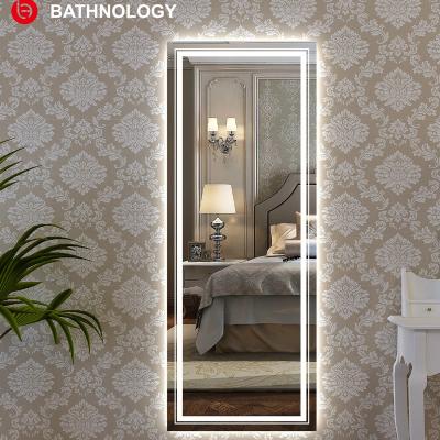 China 6000K Height Output LED Strip Full Length Rectangle Wall Mounted Light Smart Defogger Hair Dressing Led Salon Mirrors for sale