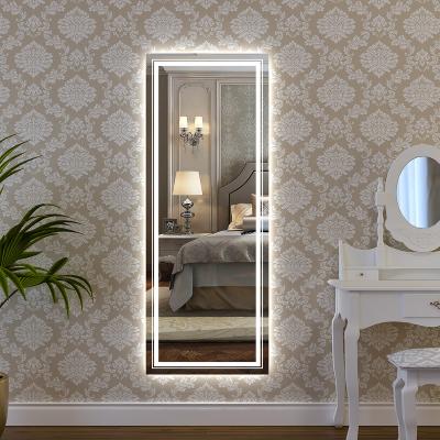 China Top Sell Rectangle Integral Lightweight Smart Defogger Wall Mounted Illuminated Dressing Hair Led Salon Mirrors for sale