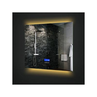 China Modern Magnifying Bathroom Mirror Led Mirror Temperature Time Display Rectangle LED Light Smart Mirror for sale