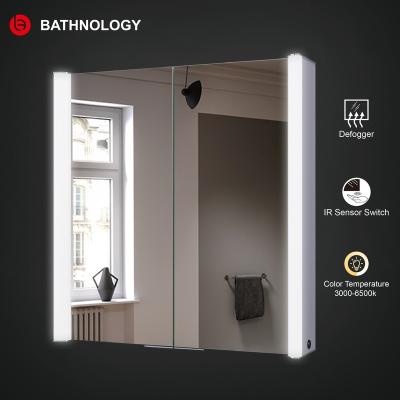 China Top Selling Magnifying Light Weight Smart Mirror Touch Screen Rectangle Led Light Weight Bathroom Cabinet for sale