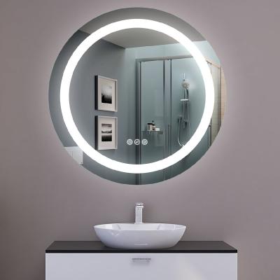 China Magnifying MF0606D Led Lighted Bathroom With Smart Round Smart Touch Screen Mirror Magnifying Modern Graphic Design Free Replacement Parts for sale