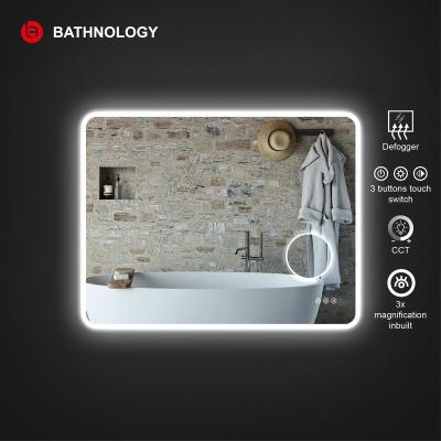 China MLE9070 MAG Luxury Smart Touch Magnifying Magnifying Led Lighted Bathroom Makeup Mirror for sale