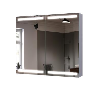 China Custom Made Bathroom LED Light Mirror Wall Hanging Mirror Magnifying Selling Cabinet With Smart Touch Sensor for sale