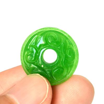 China Polished Stone Natural Green Carved Loose Jade Gemstone Beads For Decor for sale