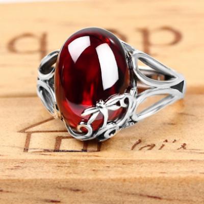 China 925 Ethnic Sterling Silver Ring Ruby Silver Ring For Women for sale