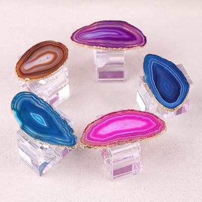 China Square-Shaped Natural Agate Napkin Ring Viable Crystal Buckle Napkin Ring for sale