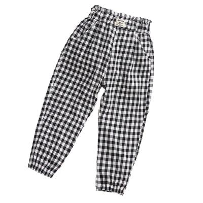 China Breathable Kids Clothing Baby Clothes Casual Pants Black Plaid Pants For Girls for sale