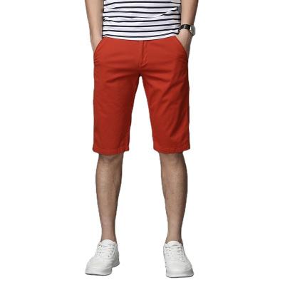 China Wholesale High Quality Anti-wrinkle Middle Pants For Men Cotton Shorts Trousers Orange Color Middle Pants For Men Summer Man Short Pants for sale