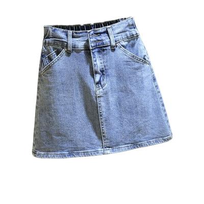 China High Quality Anti-Static Hot Selling Blue Denim Stretch Maxi Short Soft Women Skirt Button Pockets Denim Skirt for sale