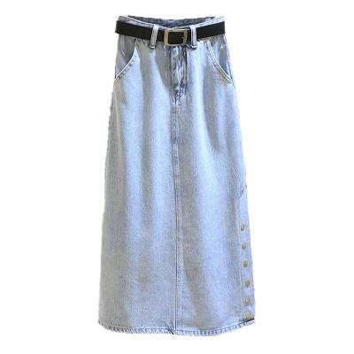 China Custom Made Casual Fashion Ladies Plus Size Long Jean Denim Skirts For Women Wholesale 2021 for sale