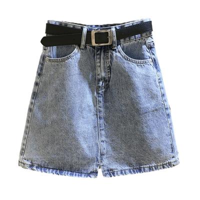 China 2021 Summer Women's Short Skirt Button Blue Denim Jean Skirt Plus Size for sale