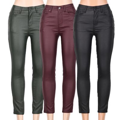 China 2021 New style sexy pure color PU skinny Chaparajos QUICK DRY leather pants for women for sale