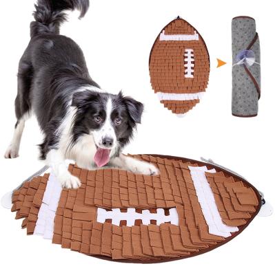 China 2022 New Viable Pet Rugby Shaped Sniffing Mat Anti-Clog Dog Bowl Slow Food Interactive Training Mat Dog Sniffing Mat For Carpet for sale