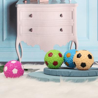 China Hot Sale Pet Stocked Toy Bite Resistance Rubber Football Toy Ball Dog Molar Round Shape Sound Chew Toy Training Ball Pet Supplies for sale