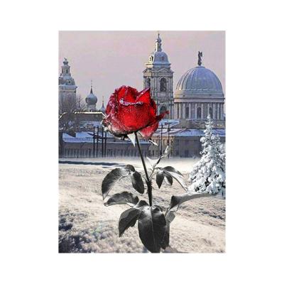 China New Red Rose Rhinestone Artwork Handwork Diamond Painting Full Square Round Classic/Postmodern Picture 5D DIY Diamond Embroidery Fantasy Mosaic Kit for sale