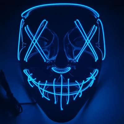 China Party Masks Christmas Decor PVC Halloween Masks Horror DJ Purge Scary Party Masks Neon LED Praise Helmet Cosplay Prop Prop Bar Masquerade Masks for sale