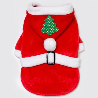 China Sustainable Hot Sale Pet Santa Claus Pet Clothes Costume Dog Christmas Funny Hoodie Apparel for sale