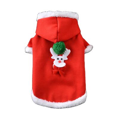 China Amazon viable hotsale wholesale dog Christmas apparel winter dog coats plush puppy outfits with cute hat for sale