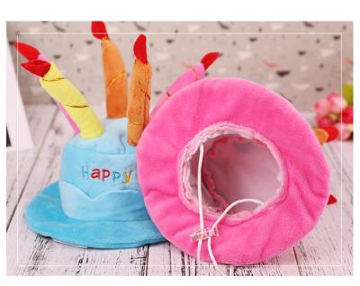 China Viable Dog Birthday Hats Adjustable Plush Stuffed Pet Birthday Hat With Candle Dog Gifts Play for sale