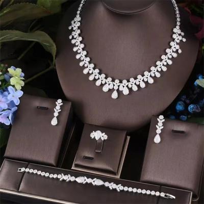 China CLASSIC Bridal 4 Piece Zirconia Jewelry Set Ladies Party Luxury CZ Crystal Wedding Jewelry Set for sale